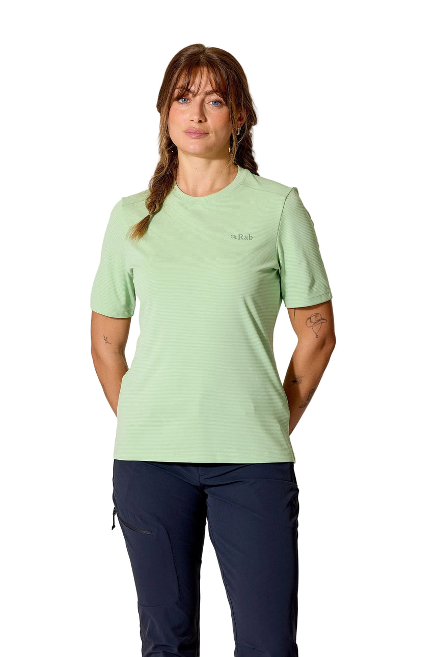 Rab Women's Force Cirque Tee in Fig Green - worn