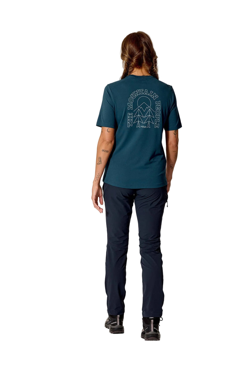 Rab Women's Force Cirque Tee in Tempest Blue - worn