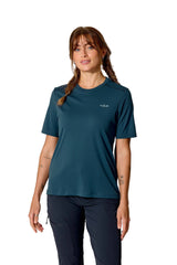 Rab Women's Force Cirque Tee in Tempest Blue - worn