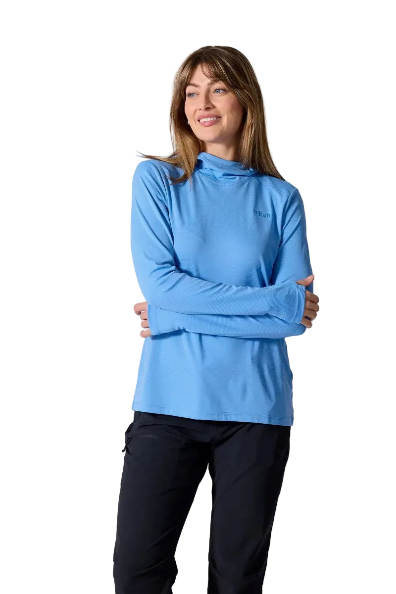 Rab Women's Force Hoody in Bluebird - worn