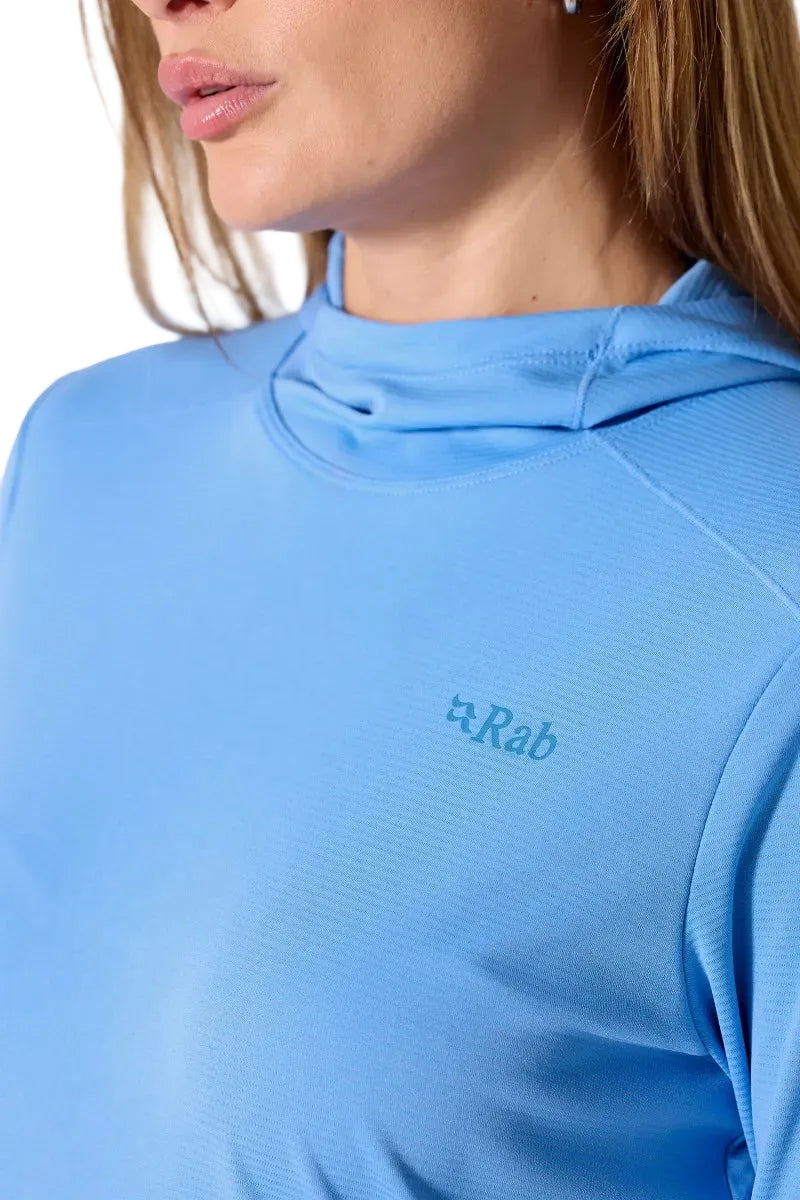 Rab Women's Force Hoody in Bluebird - worn
