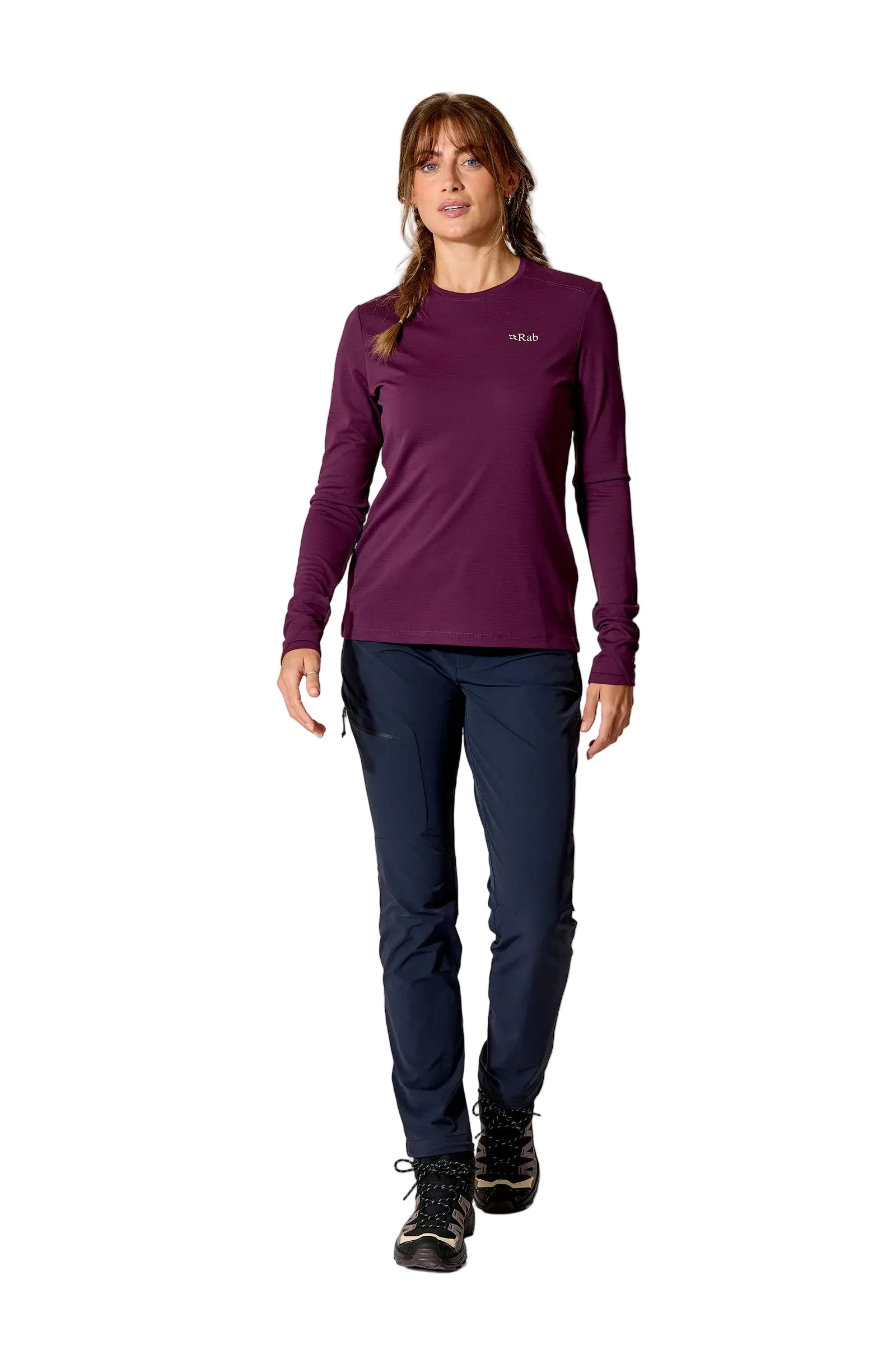 Rab Women's Force LS Tee in Mulberry (Reference) - Front Alt