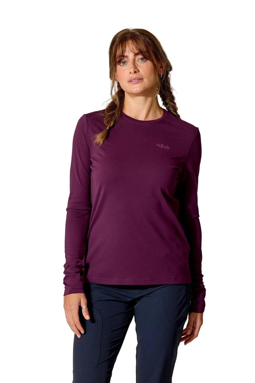 Rab Women's Force LS Tee in Mulberry (Reference) - Front