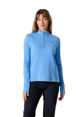 Rab Women's Force LS Zip in Bluebird - worn, front