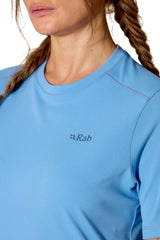 Rab Women's Force Tee in Bluebird - Neck Detail