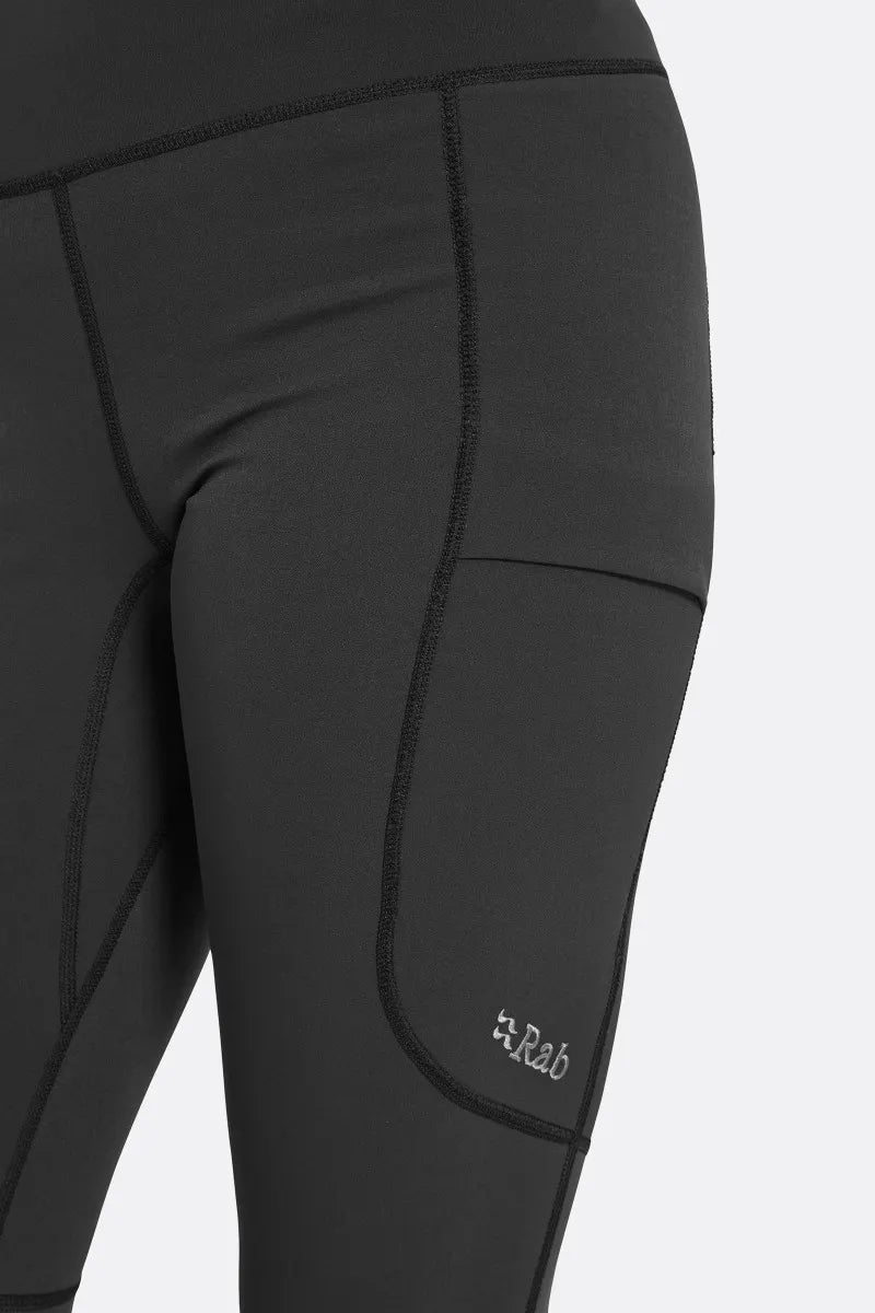 Rab Women's Incline AS Tights in Black - thigh pocket detail