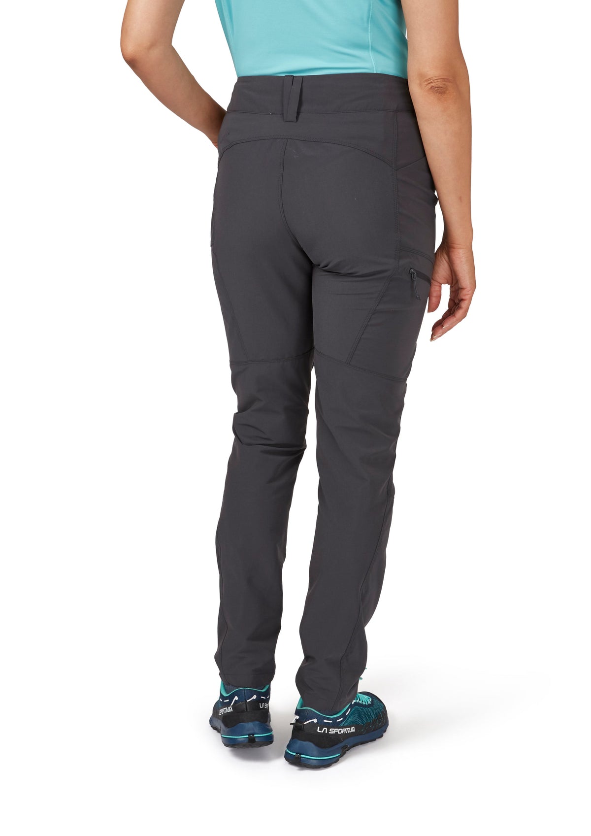 Rab Women's Incline Light Pants in Anthracite - back, worn