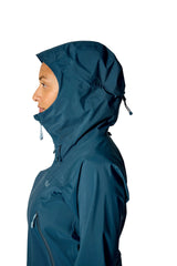 Rab Women's Kangri GORE-TEX Jacket in Tempest Blue (Reference) - Hood Profile Detail