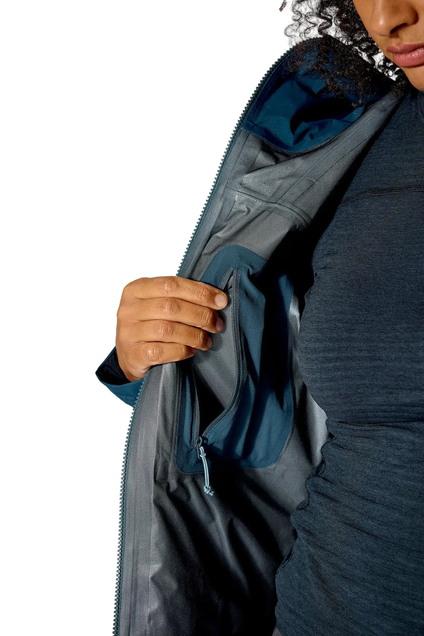 Rab Women's Kangri GORE-TEX Jacket in Tempest Blue (Reference) - Internal Liner Detail