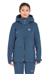 Rab Women's Khroma Converge GORE-TEX Ski Jacket in Tempest Blue - worn, front (reference only, not a stocked colour)