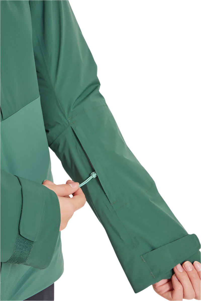 Rab Women's Khroma Diffract Insulated Ski Jacket in Greenslate/Eucalyptus - cuff detail