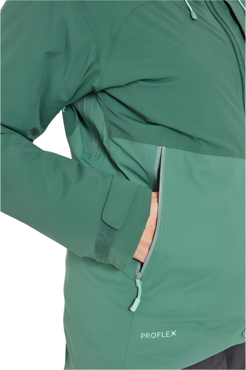 Rab Women's Khroma Diffract Insulated Ski Jacket in Greenslate/Eucalyptus - cuff vent detail