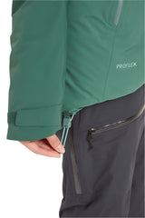 Rab Women's Khroma Diffract Insulated Ski Jacket in Greenslate/Eucalyptus - hip pocket detail