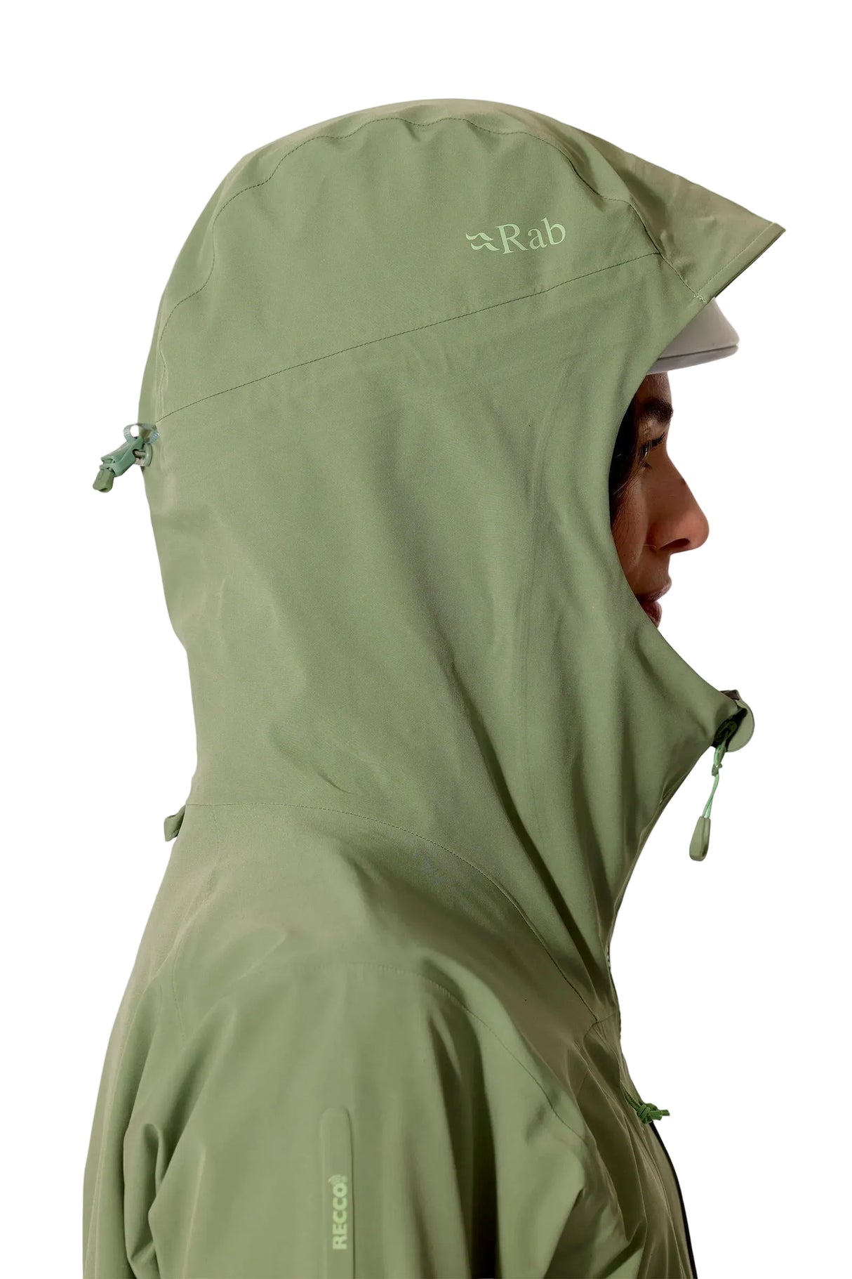 Rab Women's Kinetic Alpine Stretch Jacket - hood detail, worn (1 of 3)
