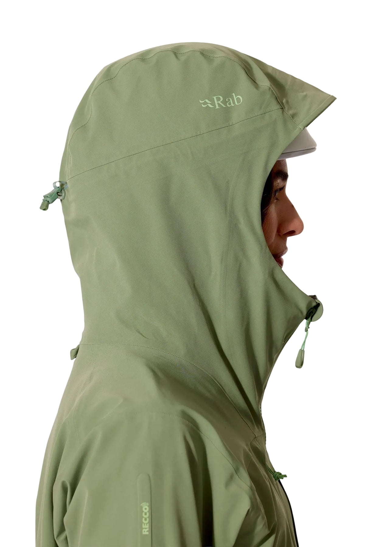 Rab Women's Kinetic Alpine Stretch Jacket - hood detail, worn (1 of 3)