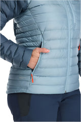 Rab Women's Microlight Alpine Down Jacket in Orion Blue (Reference) - Hip Pocket Detail, Worn