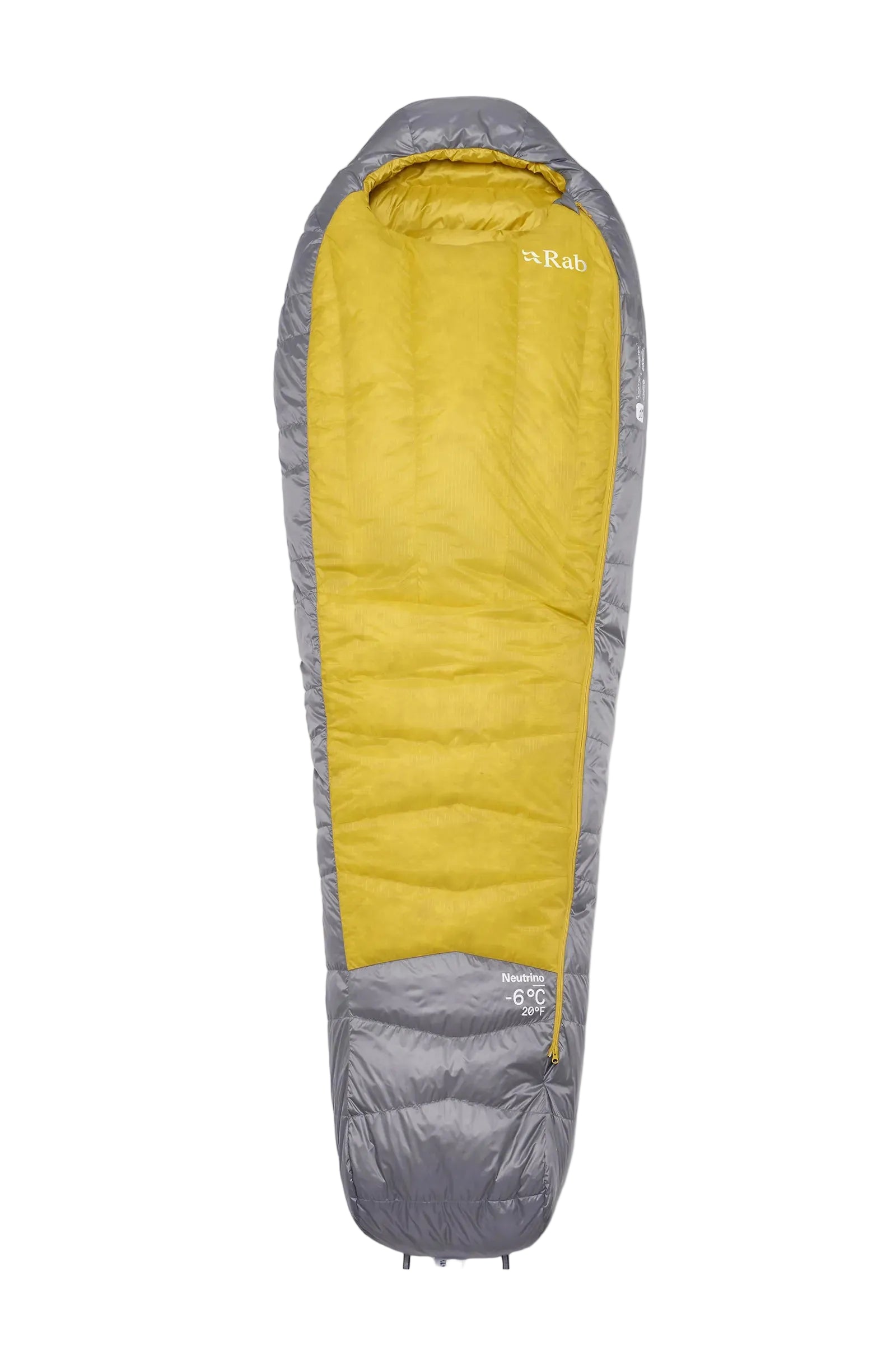 Rab Women's Neutrino Down Sleeping Bag (-6°C/20F) in Zinc/Dark Pollen - Front