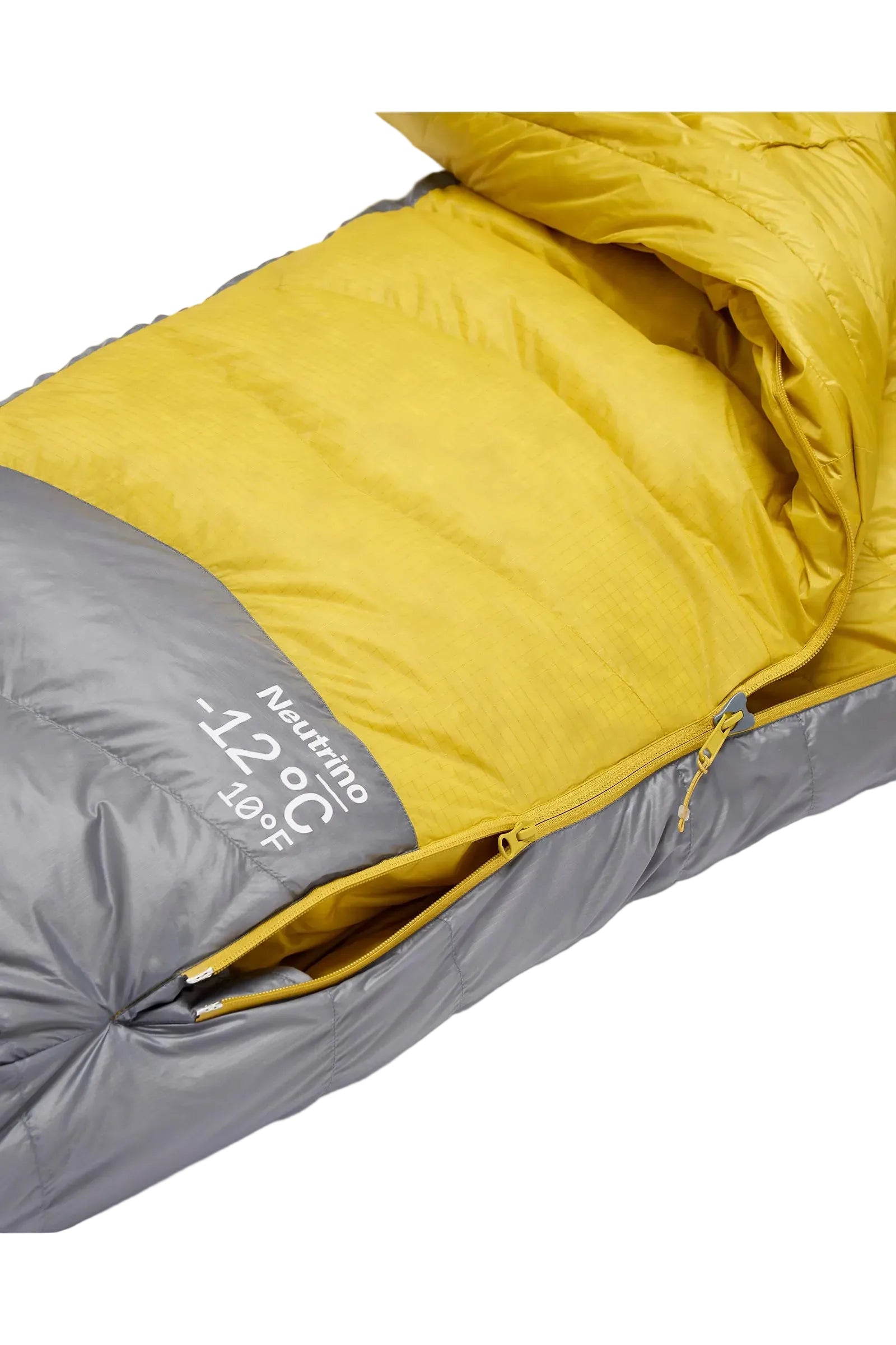 Rab Women's Neutrino Down Sleeping Bag (-6°C/20F) in Zinc/Dark Pollen - Hood Detail