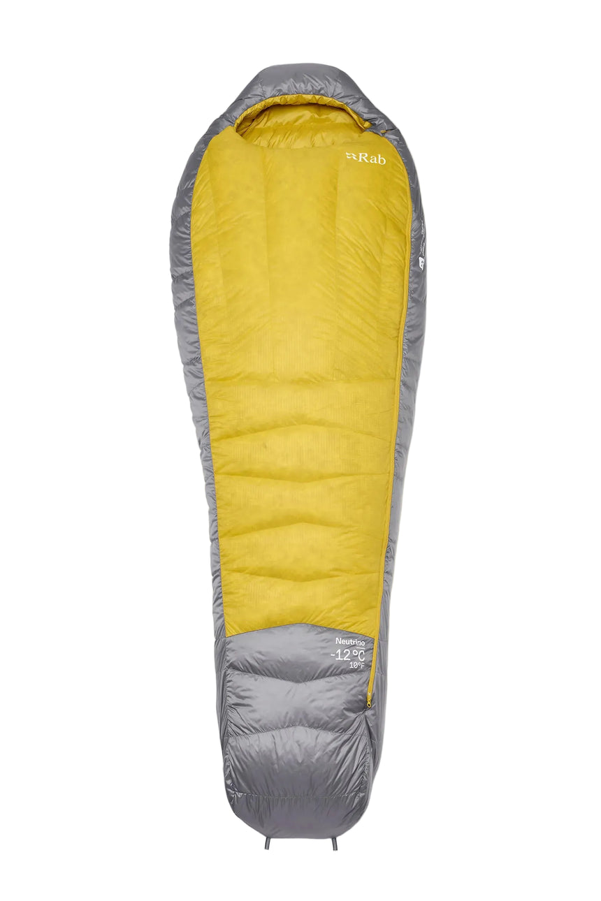 Rab Women's Neutrino Down Sleeping Bag in Zinc/Dark Pollen - front
