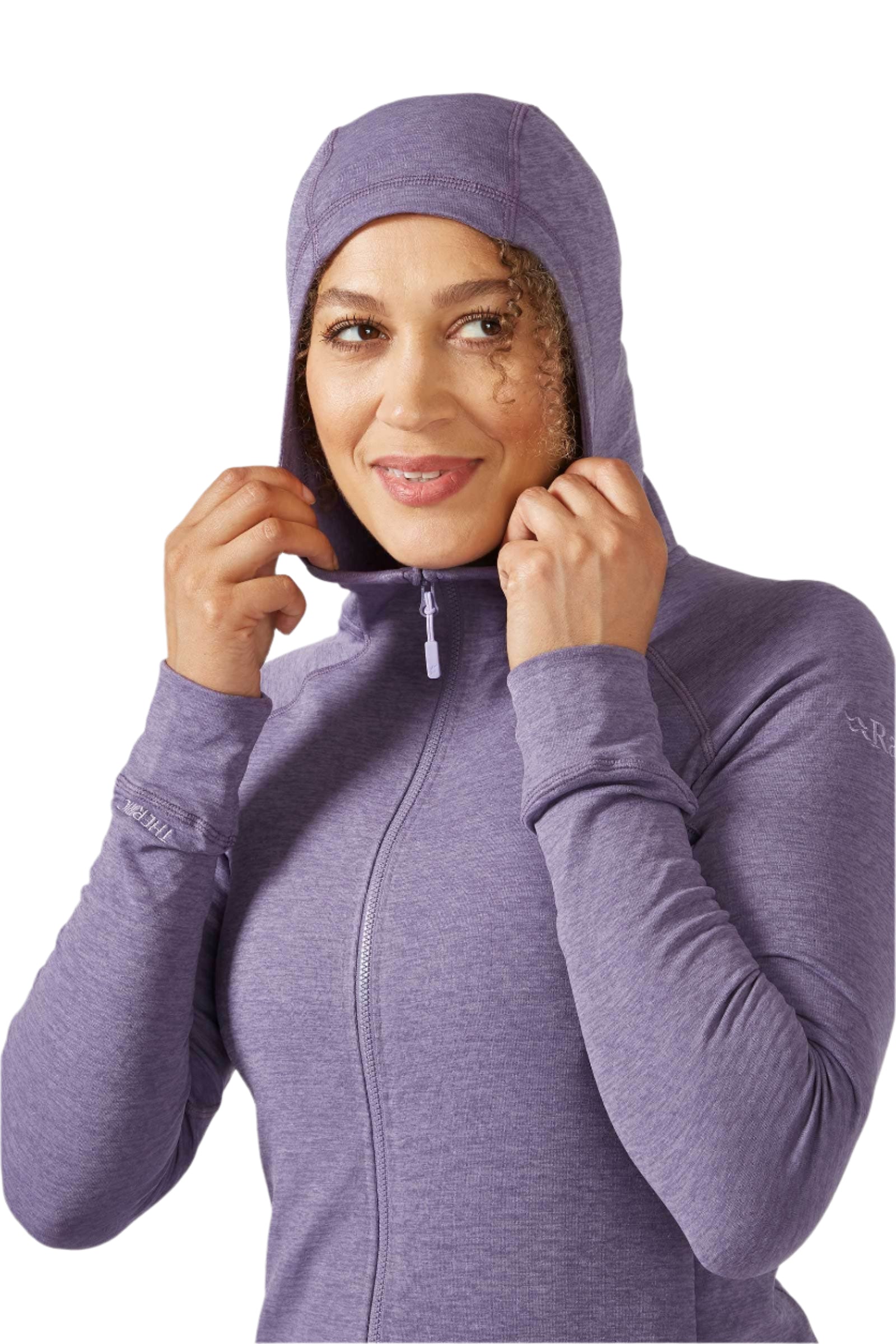 Rab Women's Nexus Hoody in Purple Sage - hood up