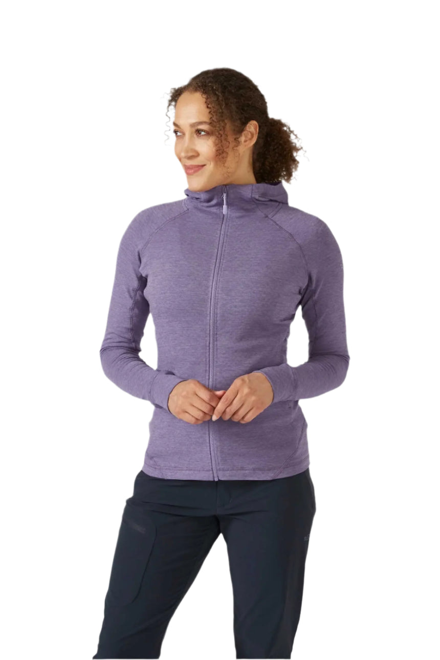 Rab Women's Nexus Hoody in Purple Sage - worn