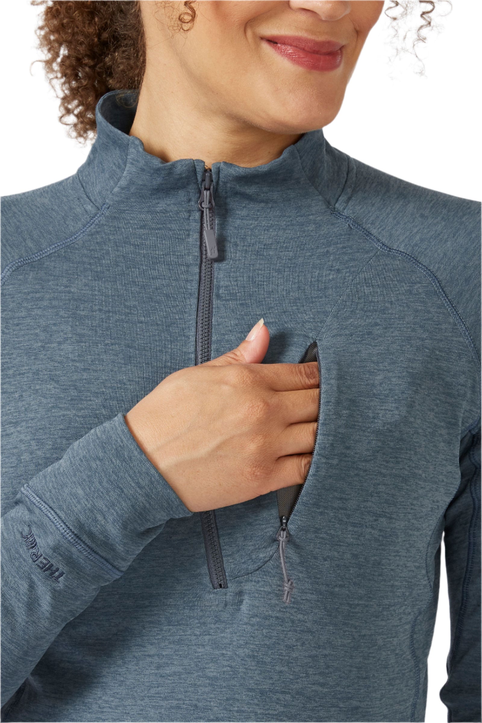 Rab Women's Nexus Pull-On in Steel - chest pocket detail
