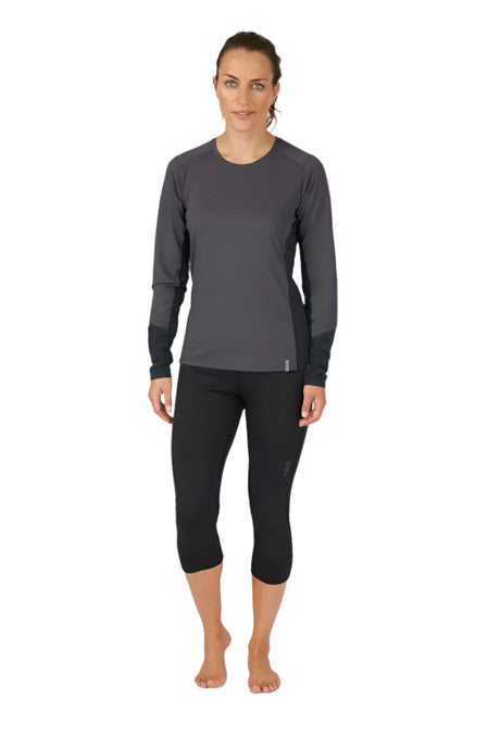 Rab Women's Ocular 3/4 Tights in Black - worn, front (full body)