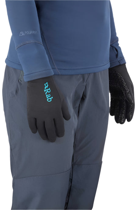 Rab Women's Power Stretch Contact Grip Gloves in Black - Worn, Side