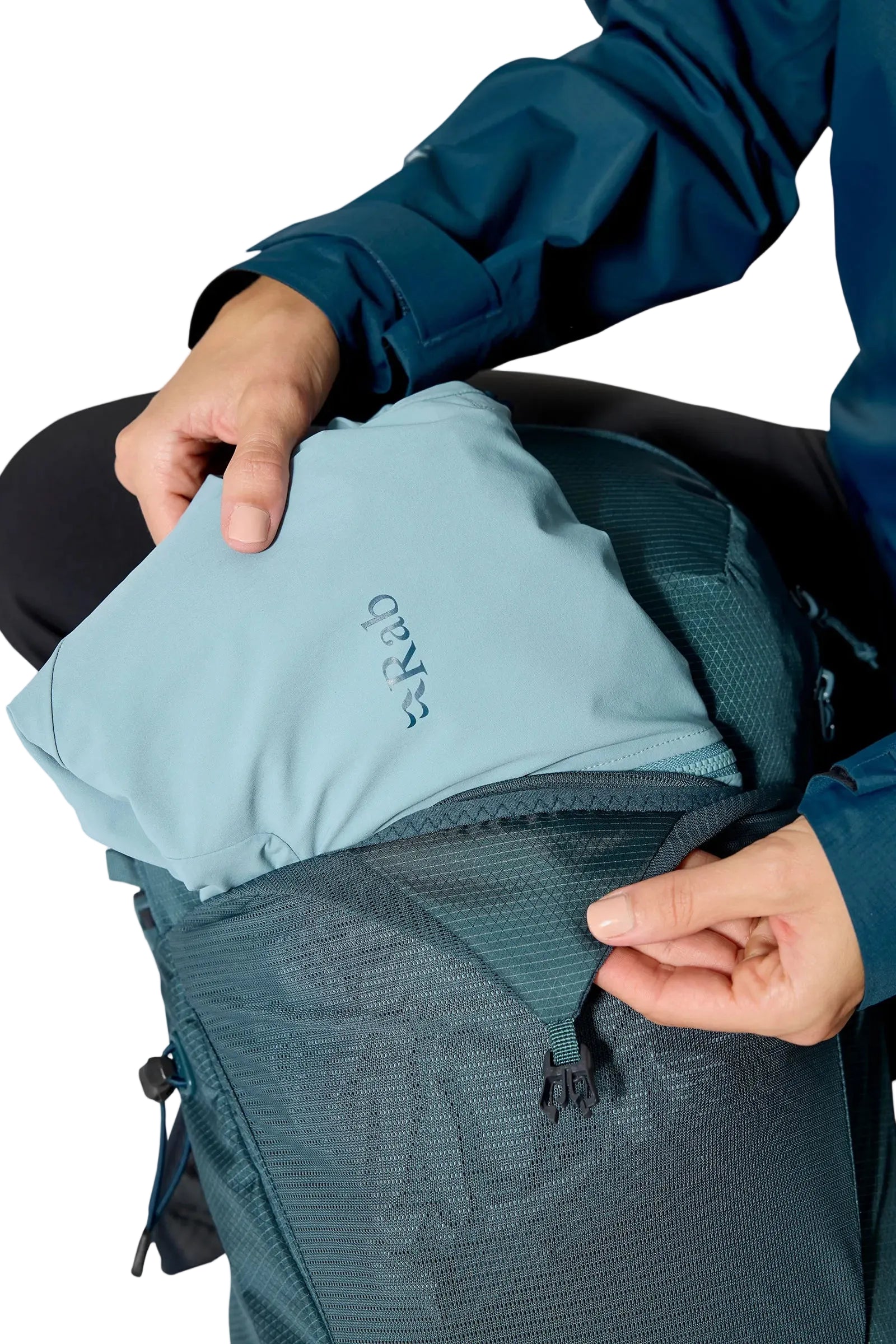 Rab Women's Protium ND18L Day Pack in Orion Blue - Front Stash Pocket Detail