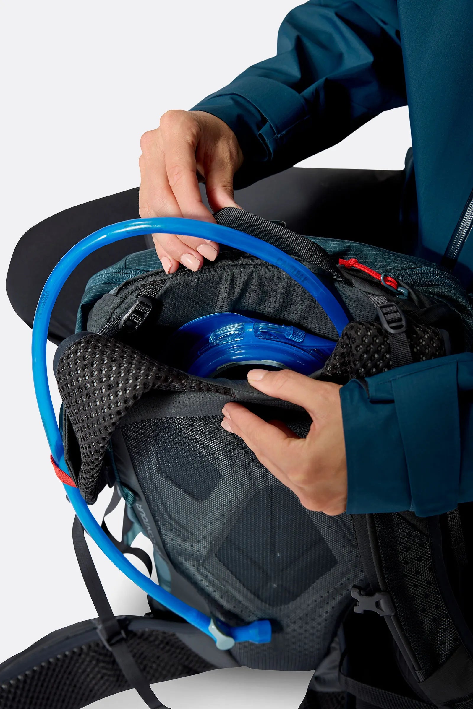 Rab Women's Protium ND18L Day Pack in Orion Blue - Hydration Bladder Compatibility Detail