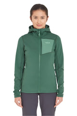 Rab Women's Superflux Hoody in Green Slate - worn