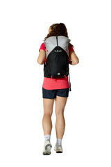 Rab Women's Syclon XP ND 28L Waterproof Pack in Black/Dark Pewter - Back View On Model 2
