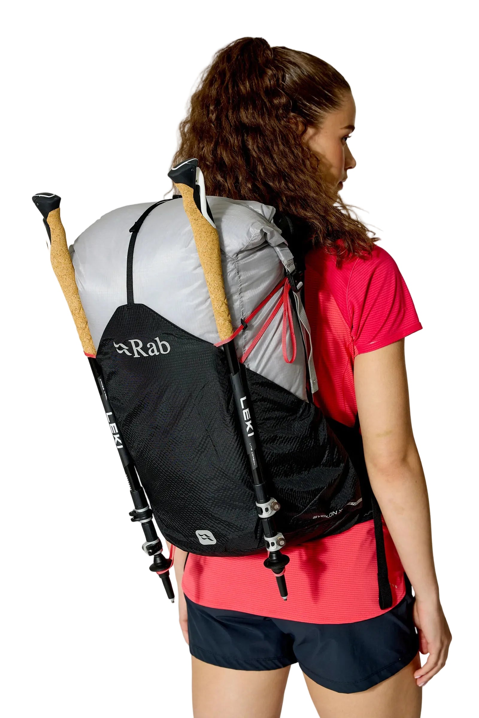Rab Women's Syclon XP ND 28L Waterproof Pack in Black/Dark Pewter - Back View On Model