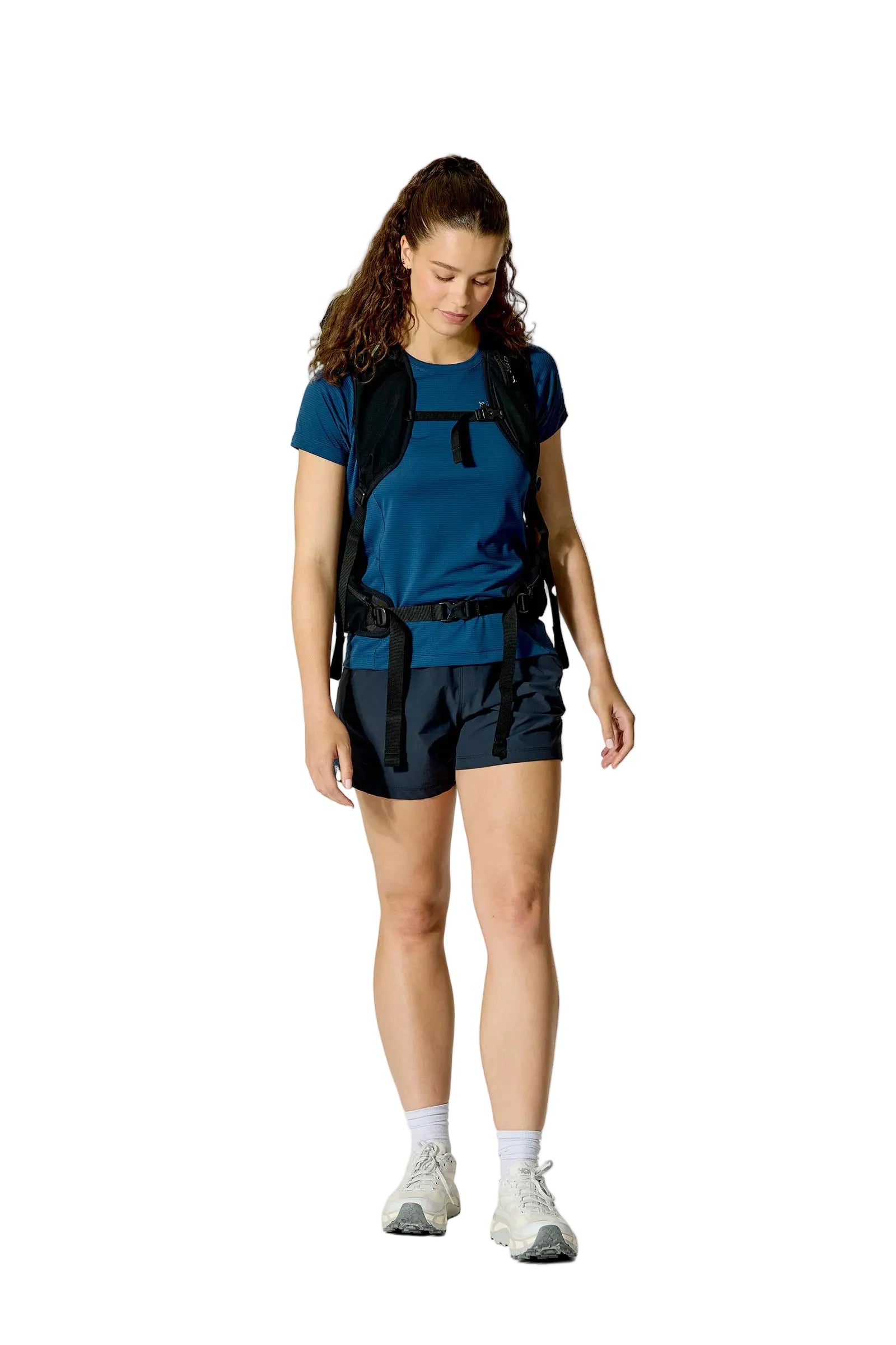 Rab Women's Syclon XP ND 38L Waterproof Pack in Black/Dark Fig Green - Front View On Model 2