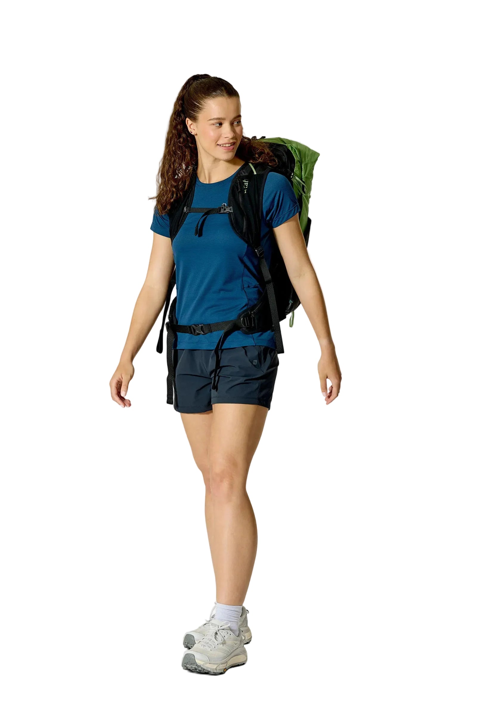 Rab Women's Syclon XP ND 38L Waterproof Pack in Black/Dark Fig Green - Front View On Model