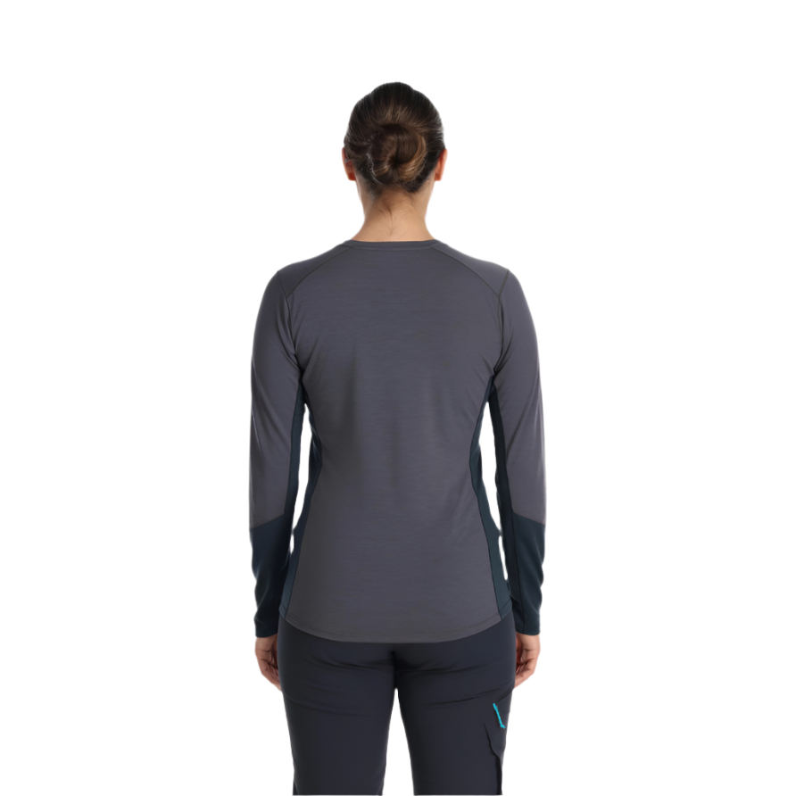 Rab Women's Syncrino Base LS Tee in Graphene - back