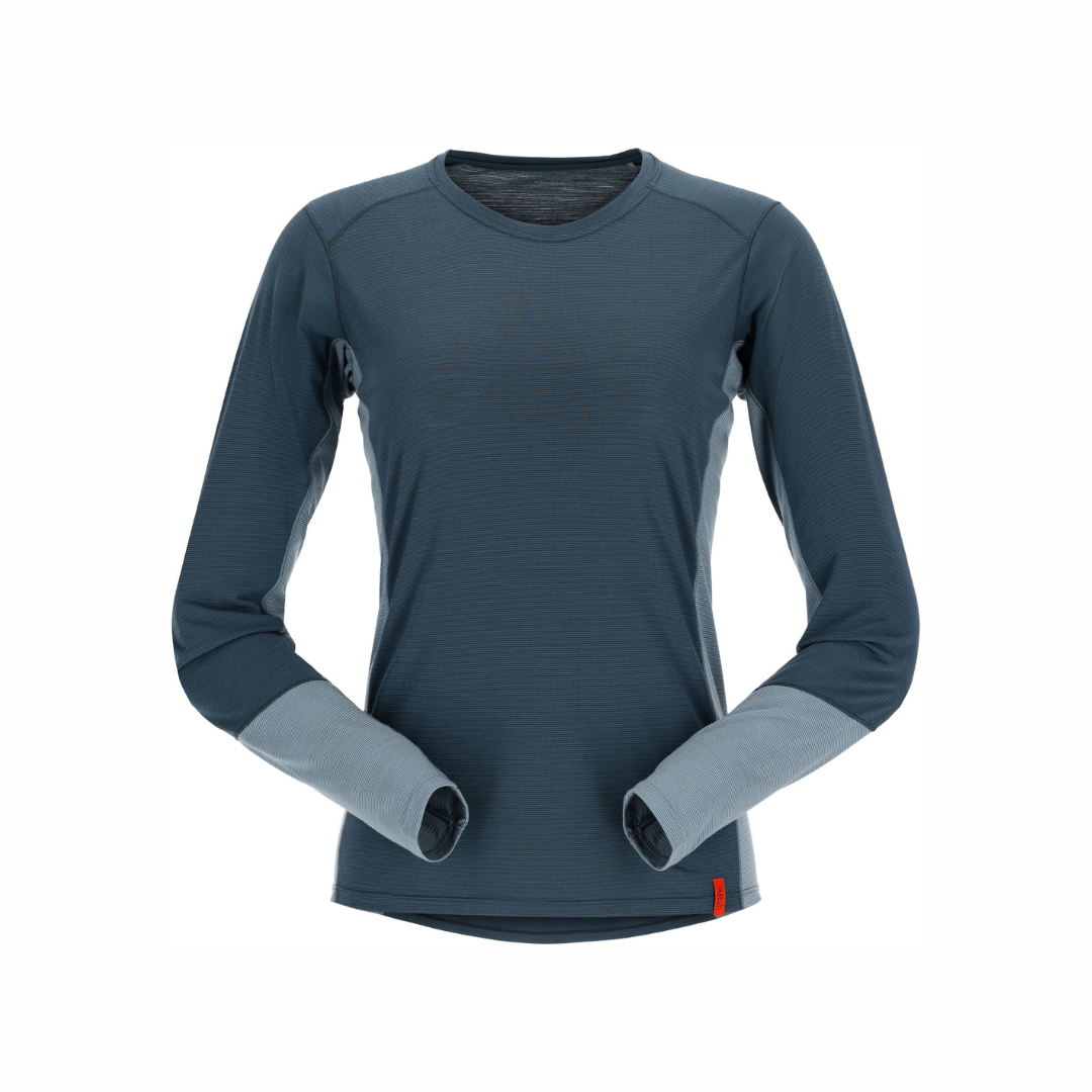 Rab Women's Syncrino Base LS Tee in Orion Blue - front