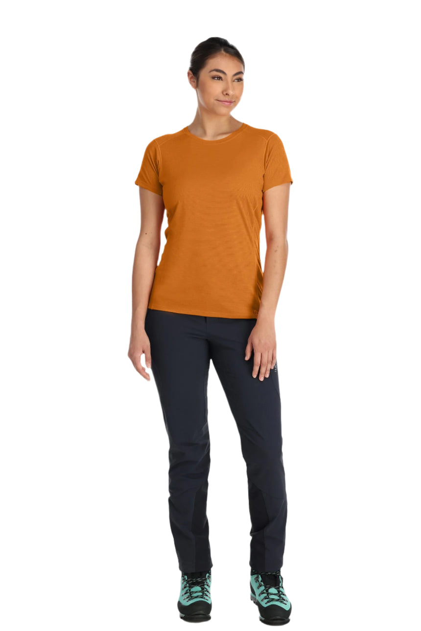 Rab Women's Syncrino Base Tee in Marmalade - Model Full Body