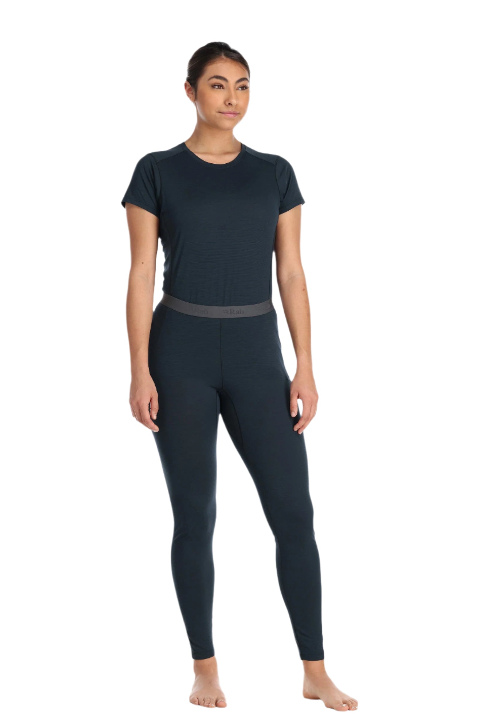 Rab Women's Syncrino Leggings in Beluga - worn, styled