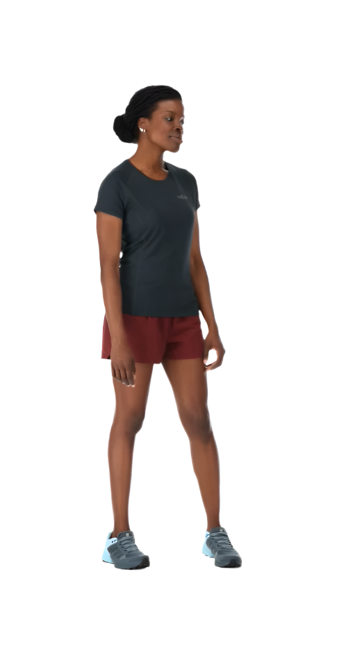 Rab Women's Talus Active Shorts in Deep Heather - on model, walking
