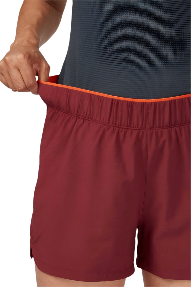 Rab Women's Talus Active Shorts in Deep Heather - on model, waistband detail