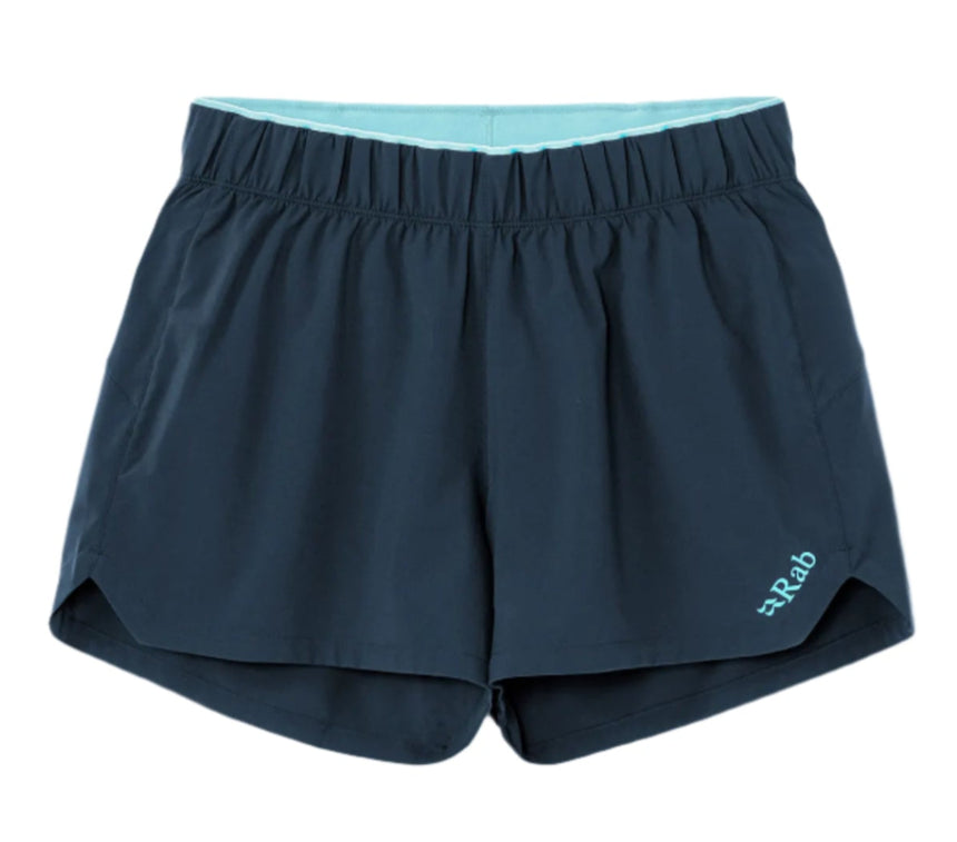 Rab Women's Talus Active Shorts in Tempest Blue - flat lay