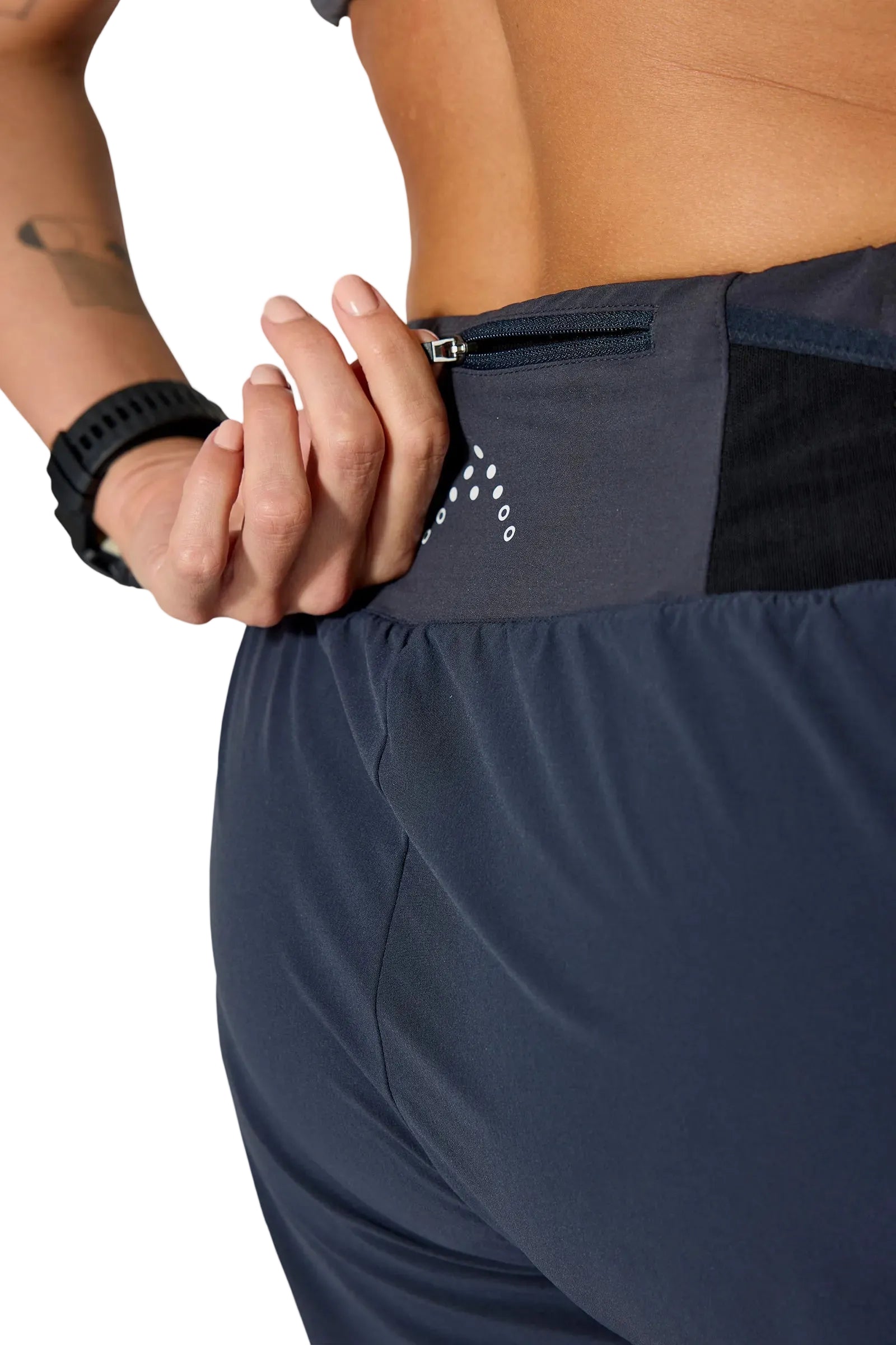 Rab Women's Talus Running Shorts in Ebony - Pocket Detail