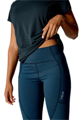 Rab Women's Torque Tights in Tempest Blue - waistband detail (cropped)