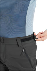 Rab Women's Torque Winter Pants in Black - waistband adjustment detail