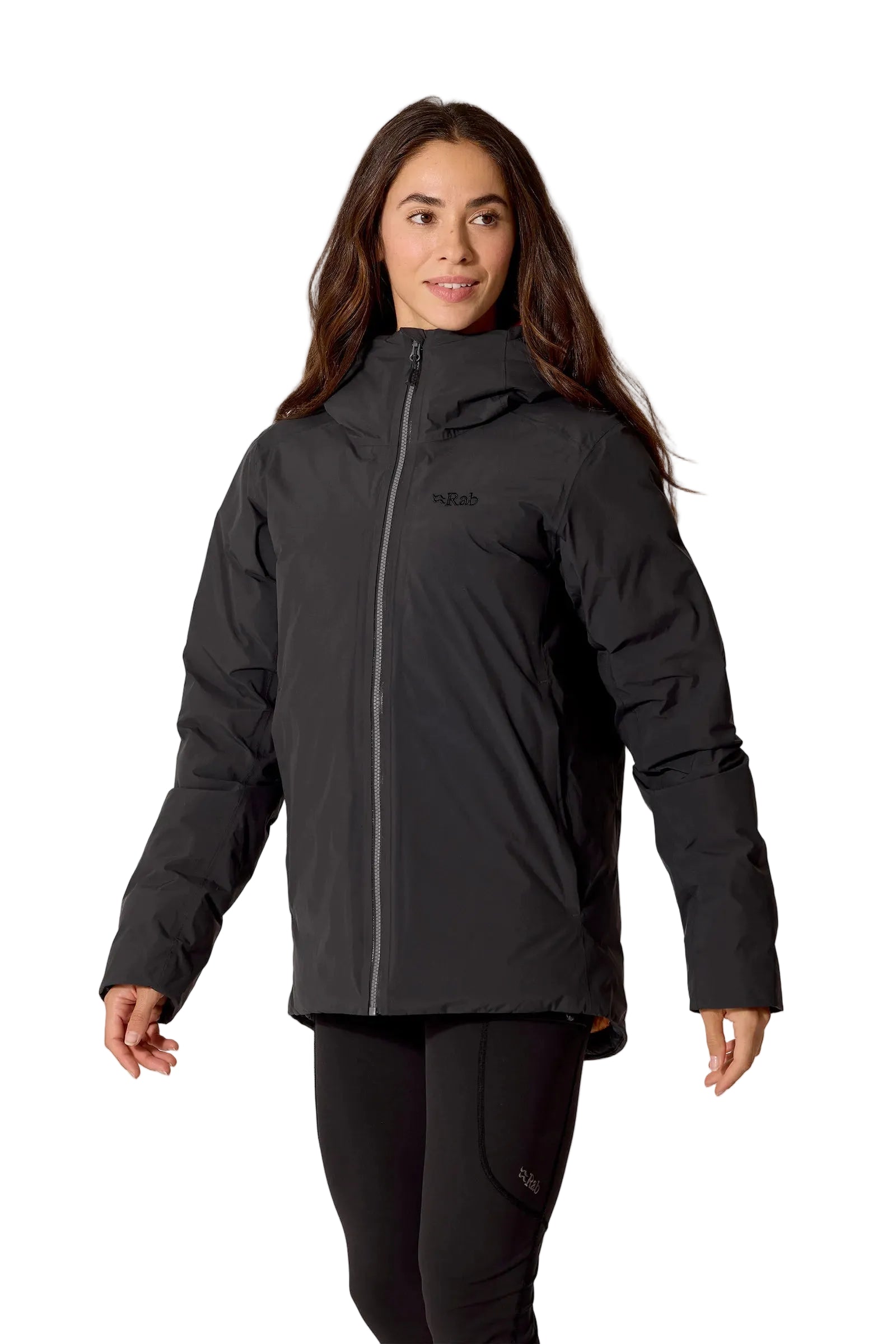 Rab Women's Valiance Waterproof Down Jacket in Black - worn