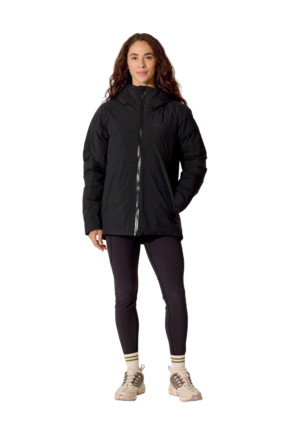 Rab Women's Valiance Waterproof Down Jacket in Black - worn