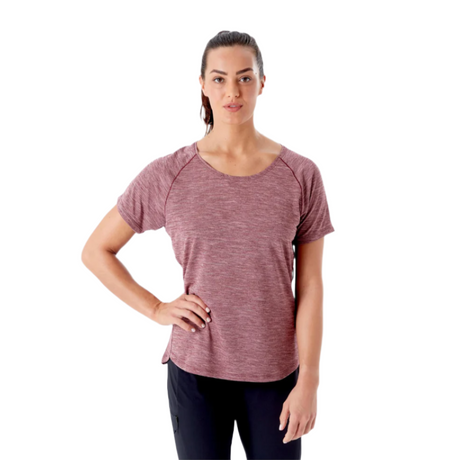 Rab Women's Wisp Tee Sample in Deep Heather Marl - worn