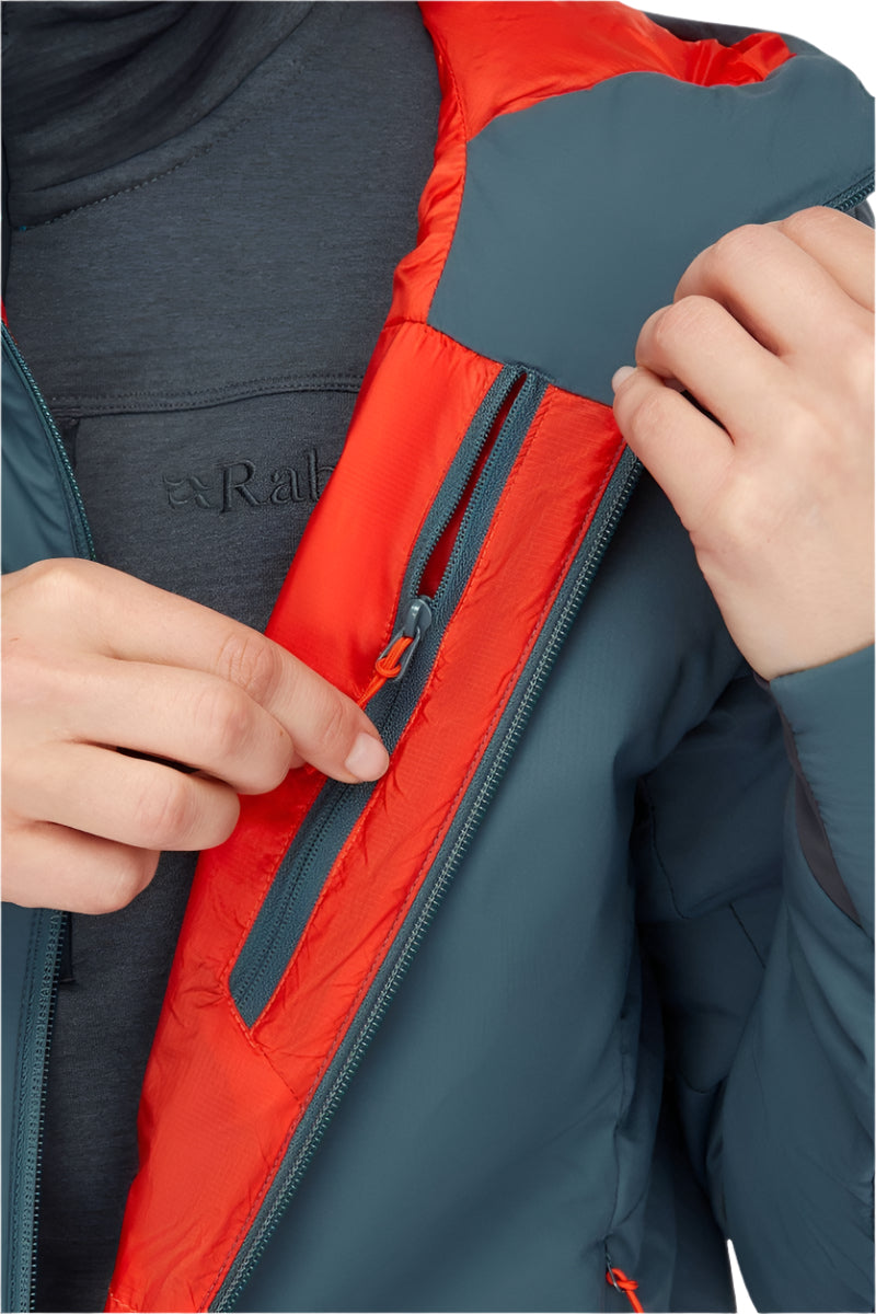 Rab Women's Xenair Alpine Light Insulated Jacket in Orion Blue - chest pocket detail