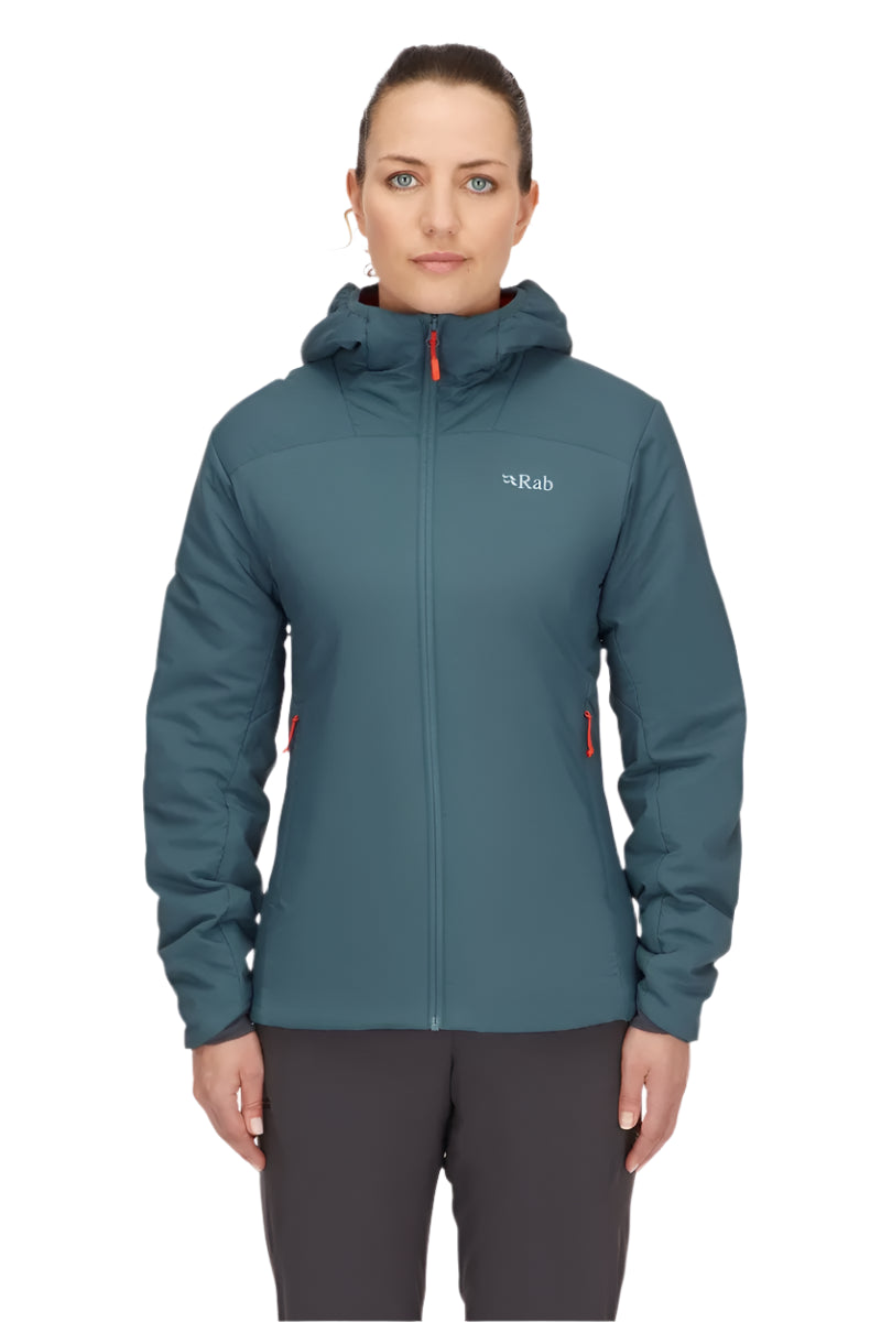 Rab Women's Xenair Alpine Light Insulated Jacket in Orion Blue - front, worn